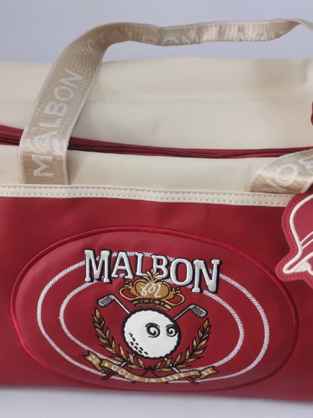 Malbon Golf Red Maroon Carry On Boston Bag Shoe Travel Golf Pre-owned